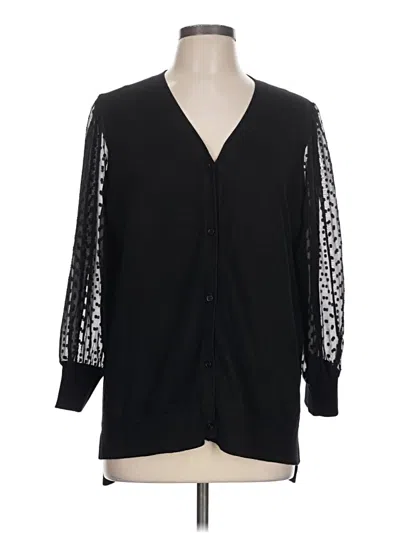 Pre-owned Adrianna Papell Cardigan Sweater In Black