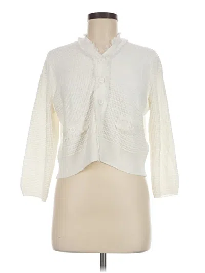 Pre-owned Adrianna Papell Cardigan Sweater In Ivory