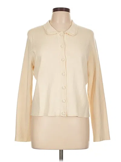 Pre-owned Adrianna Papell Cardigan Sweater In White