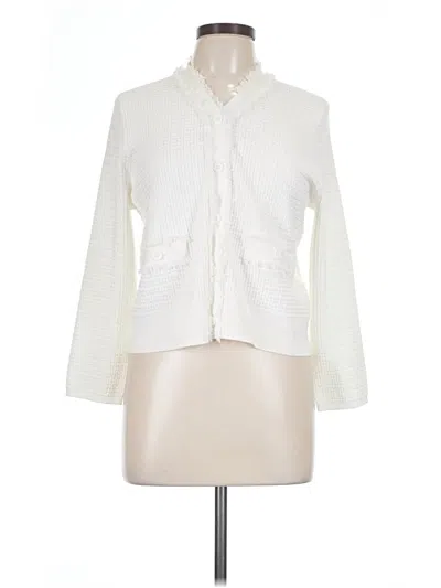 Pre-owned Adrianna Papell Cardigan Sweater In White