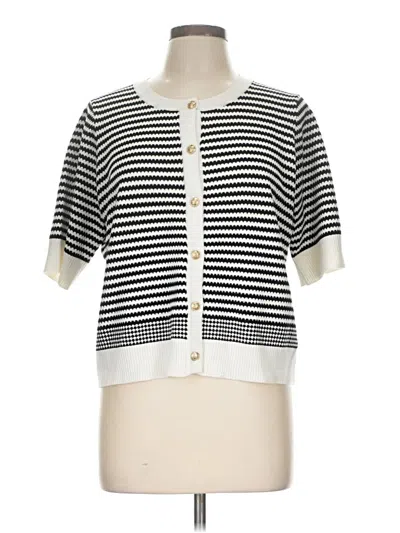 Pre-owned Adrianna Papell Cardigan Sweater In White