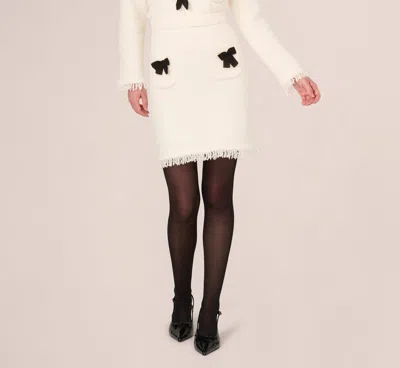 Adrianna Papell Chenille Boucle Bow Skirt In Ivory Black In Multi