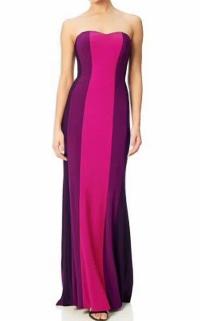 Adrianna Papell Color Blocked Jersey Gown In Fuchsia/purple