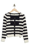 Adrianna Papell Contrast Tipped Bow Sweater In Black