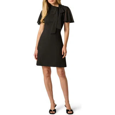 Adrianna Papell Women's Mock Neck Short Dress In Black