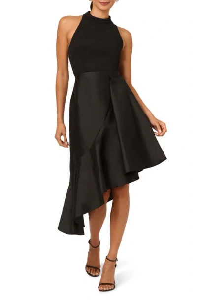 Adrianna Papell Crepe & Taffeta Cocktail Dress In Black