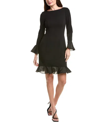 Adrianna Papell Crepe Combo Short Dress In Black