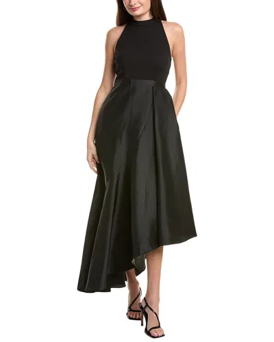 Adrianna Papell Crepe Combo Taffeta Gown In Black
