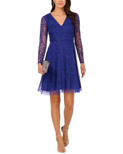 Adrianna Papell Crepe Dress In Blue