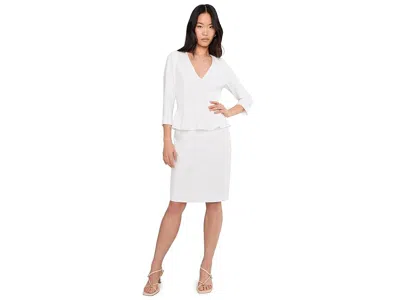 Adrianna Papell Crepe Peplum Short Dress In White