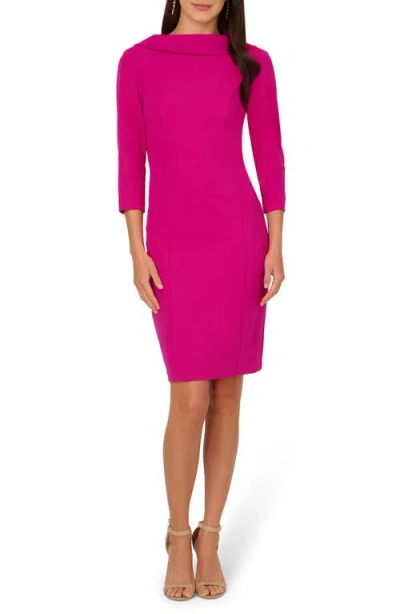 Adrianna Papell Crepe Sheath Dress In Pink Flamb