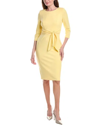 Adrianna Papell Crepe Tie Waist Sheath Dress In Yellow