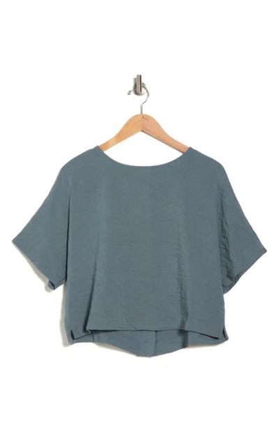 Adrianna Papell Crinkle Boxy Crop T-shirt In Gray