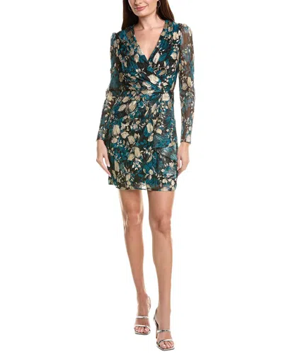 Adrianna Papell Crinkle Foil Wrap Dress In Multi