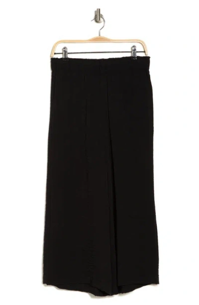 Adrianna Papell Crinkle Wide Leg Pull-on Pants In Black