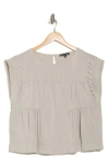 Adrianna Papell Crinkled Cap Sleeve Babydoll Crop Top In Gray