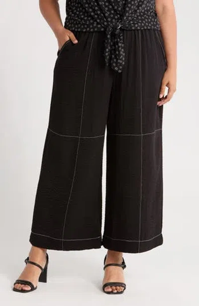 Adrianna Papell Crinkled Topstitched Pants