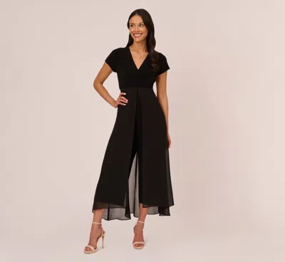 Adrianna Papell Cropped Jumpsuit With Pintuck Bodice In Black