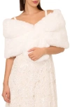 Adrianna Papell Crystal Faux Fur Wrap Capelet In Neutral