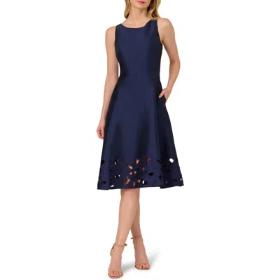 Adrianna Papell Cutwork Detail Taffeta Cocktail Dress