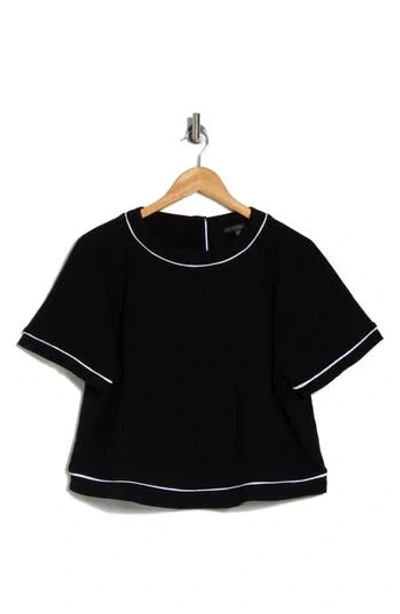 Adrianna Papell Dolam Sleeve Knit Top In Black/white