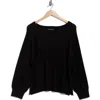 Adrianna Papell Dolman Lace-up Sweater In Black