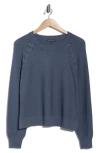 Adrianna Papell Dolman Lace-up Sweater In Blue
