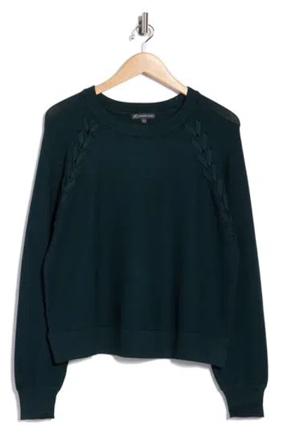 Adrianna Papell Dolman Lace-up Sweater In Blue