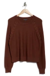 Adrianna Papell Dolman Lace-up Sweater In Brown