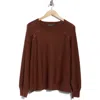 Adrianna Papell Dolman Lace-up Sweater In Brown