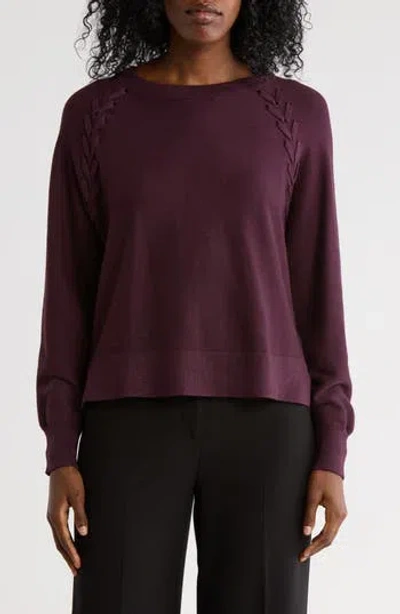 Adrianna Papell Dolman Lace-up Sweater In Purple
