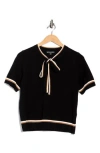 Adrianna Papell Double Tie Sweater In Black