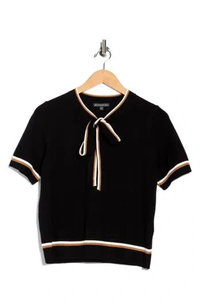 Adrianna Papell Double Tie Sweater In Black