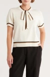 Adrianna Papell Double Tie Sweater In White