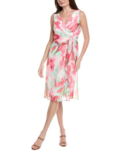 Adrianna Papell Draped Floral Chiffon Midi Sheath Dress In Multi