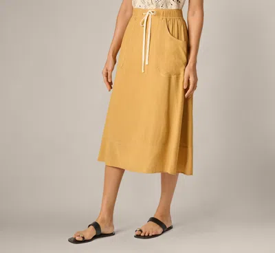 Adrianna Papell Drawstring Crinkle A Line Midi Skirt In Golden Maize Ivory In Brown