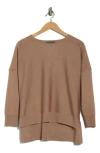 Adrianna Papell Drop Shoulder Tunic Sweater In Brown