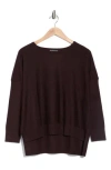 Adrianna Papell Drop Shoulder Tunic Sweater In Brown