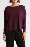 Adrianna Papell Drop Shoulder Tunic Sweater In Burgundy