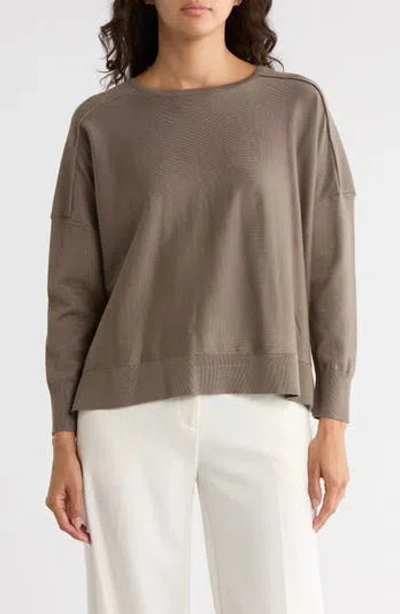 Adrianna Papell Drop Shoulder Tunic Sweater In Gray
