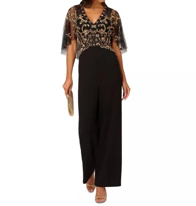 Adrianna Papell Elegant Jumpsuit With Embellishments In Black