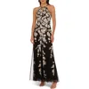 Adrianna Papell Embroidered Godet Gown In Black