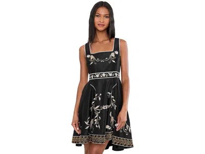 Adrianna Papell Embroidered Short Dress Women's Dress Black Multi: 14