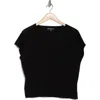 Adrianna Papell Exposed Seam Extended Sleeve Sweater In Black