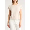 Adrianna Papell Boat Neck Cap Sleeve Seed Stitch Sweater In Pale Bone