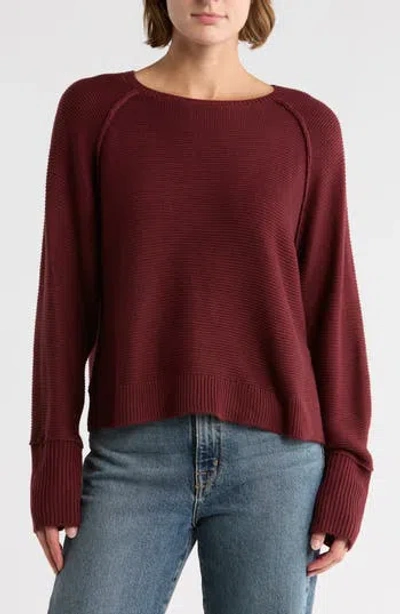 Adrianna Papell Exposed Seam Sweater In Burgundy