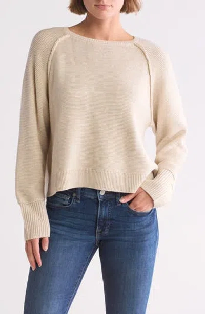 Adrianna Papell Exposed Seam Sweater In Light Heather Oatmeal