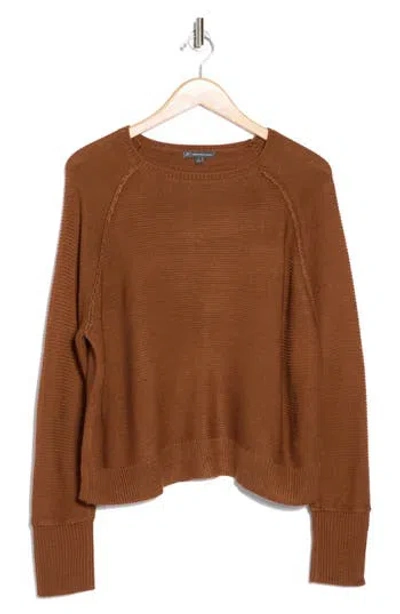 Adrianna Papell Exposed Seam Sweater In Tobacco