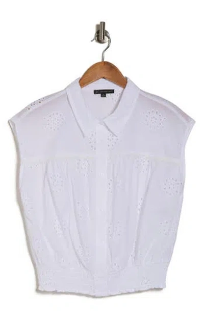 Adrianna Papell Eyelet Top In White