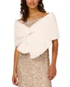 Adrianna Papell Faux Fur Shawl With Crystal Trim In White
